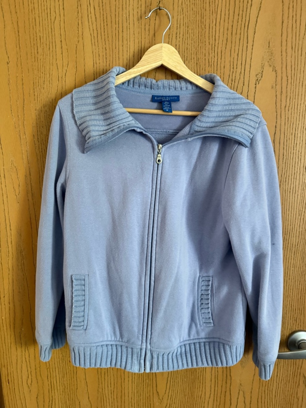 Karen Scott Lavender Knit Zip-Up Sweater